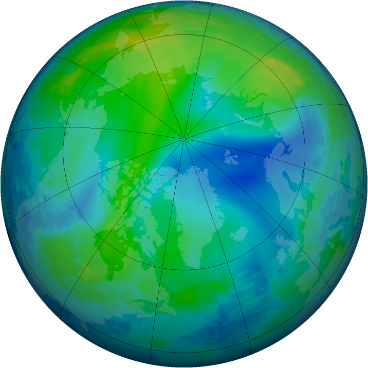 Arctic ozone map for 05 November 1993